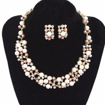 Simple Imitation Pearl Elegant Bridal Jewellery Crystal Jewellery Set - The Jewellery Supermarket
